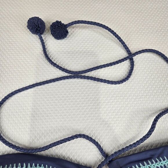 New Dolce Vita Striped Bandeau Bikini Top Tassel Ties & Back Clasp Womens Size X - Picture 6 of 9